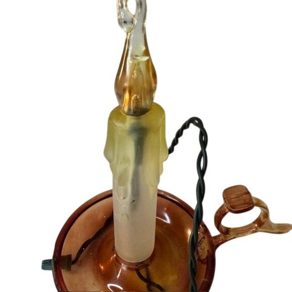 Vintage Electric Amber Glass Candle Lamp With Plug-In Cord - Picture 2 of 5